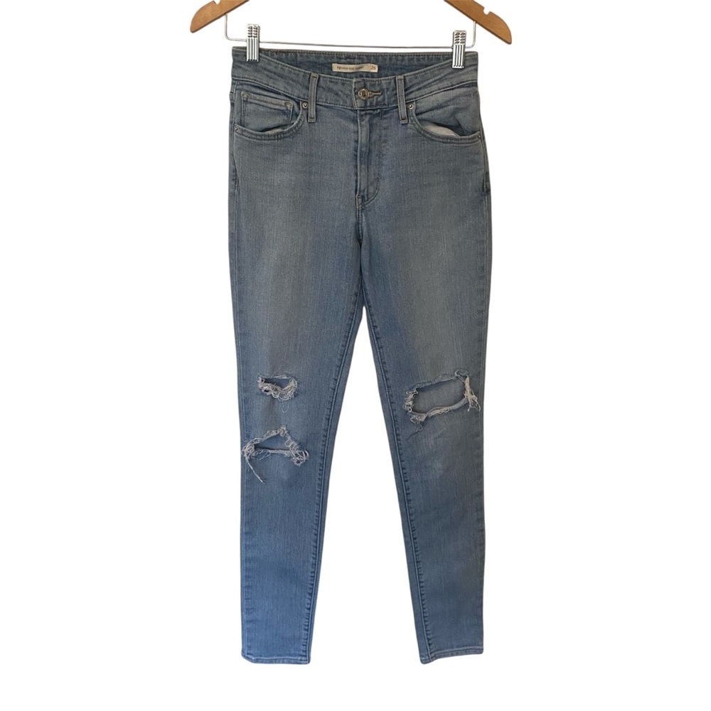 Levi''s 721 Distressed High Rise Skinny Jeans
